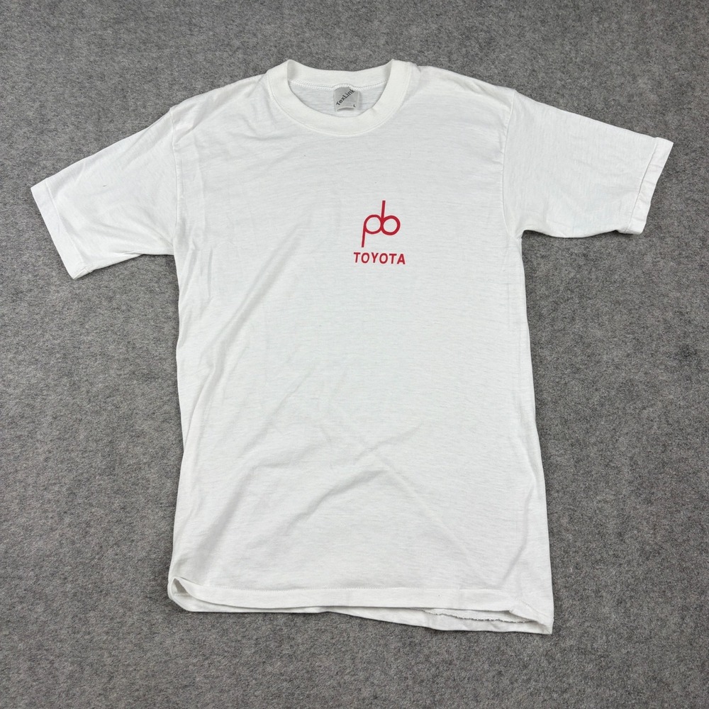 TexLink Toyota T-Shirt Mens Large White‎ Vintage 90s Single Stitch Graphic 80s